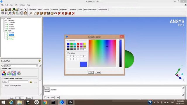 How to create part & change color in ICEM CFD | ANSYS CFD 2018 смотреть онлайн