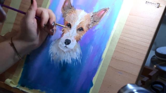 TURNER ACRYL GOUACHE // dog portrait painting смотреть онлайн
