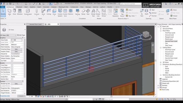 How to draw Railings | Revit Tutorial in English | Tutorial #14 смотреть онлайн