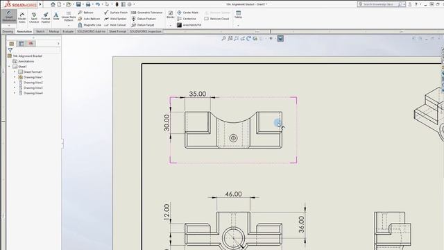 Alignment Bracket Solidworks || SOLIDWORKS DRAWING TUTORIAL #95 смотреть онлайн