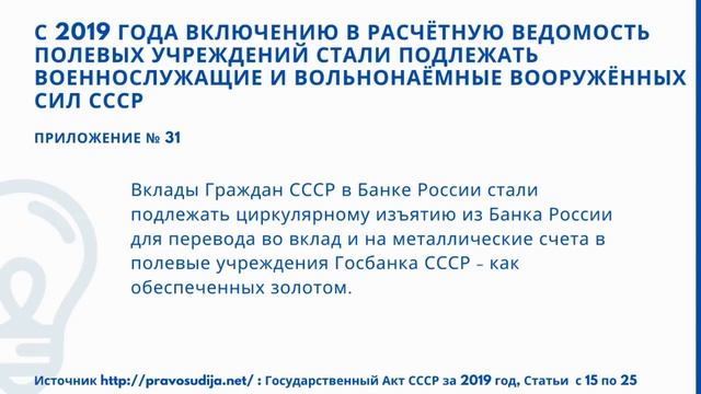 Возврат вкладов из полевых учреждений Госбанка СССР. смотреть онлайн