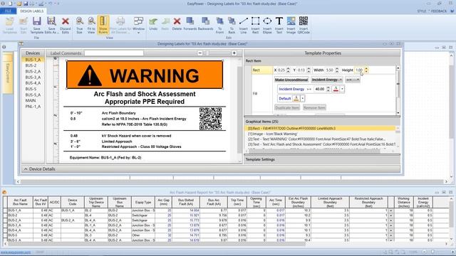 Custom Arc Flash Hazard Warning Label Editor in EasyPower смотреть онлайн