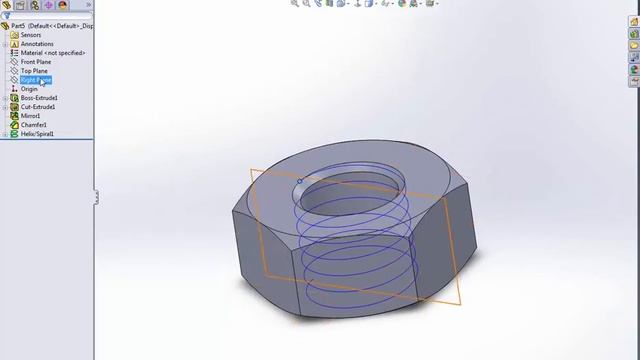 Моделирование шестигранной гайки с резьбой Solidworks уроки работа и курсы для начинающих смотреть онлайн