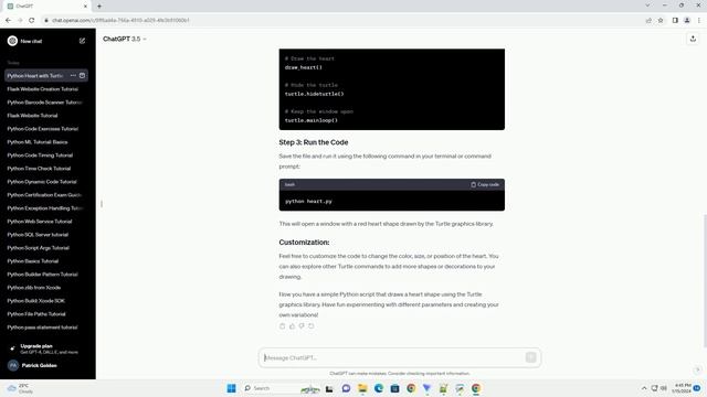 python code for creating heart смотреть онлайн