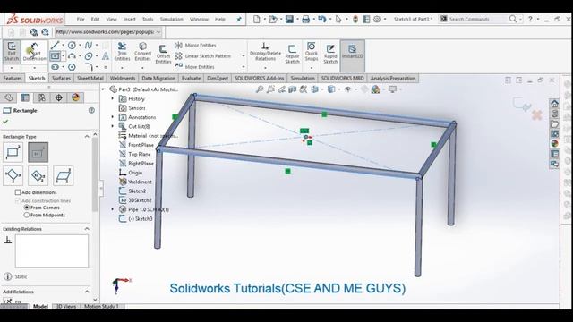 Sketch A Simple Table in Solidworks Using Weldments Profile and Sheet Metal ::Solidworks Tutorials смотреть онлайн
