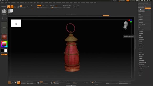 Zbrush .Polygonal modeling of a Vintage Lamp.Моделирование старинной лампы в Zbrush. смотреть онлайн