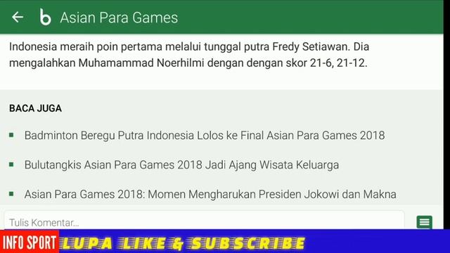 Bulutangkis Sumbang Emas Pertama bagi Indonesia Asian Para Games 2018: смотреть онлайн