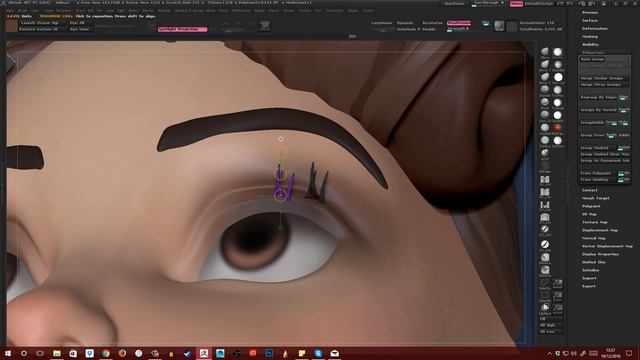 How To Sculpt Eyelashes In Zbrush - Method 2 Tutorial