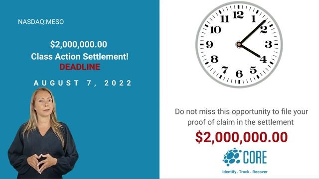 💲2,000,000.00 Class Action Settlement | Deadline MESO Stock News Today Money Stocks $MESO смотреть онлайн