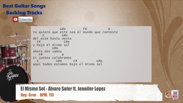 🥁 El Mismo Sol - Alvaro Soler Ft. Jennifer Lopez Drums Backing Track With Chords And Lyrics