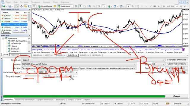 Первоначальная настройка тестера стратегий MT4