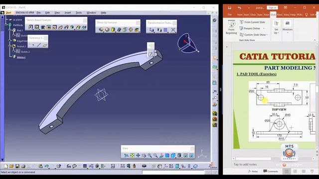 CATIA TUTORIALS (PART MODELLING) LESSON 4 (EXERCISES) смотреть онлайн