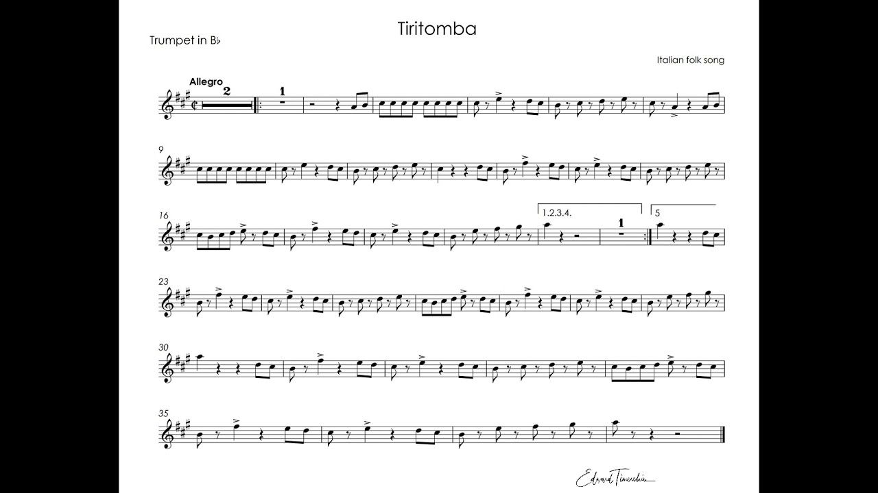 Tiritomba - Italian folk song - backing track for trumpet Bb смотреть онлайн