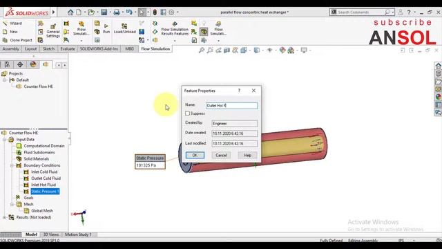 Solidworks flow simulation | CFD analysis of counter flow concentric tube heat exchanger смотреть онлайн