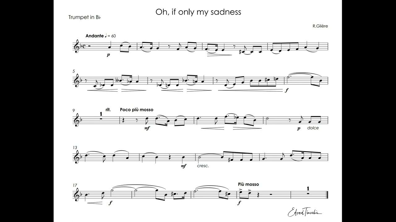 Glière - Oh, if only my sadness - Sergei Nakaryakov trumpet Bb ( lowered version in Eb major) смотреть онлайн