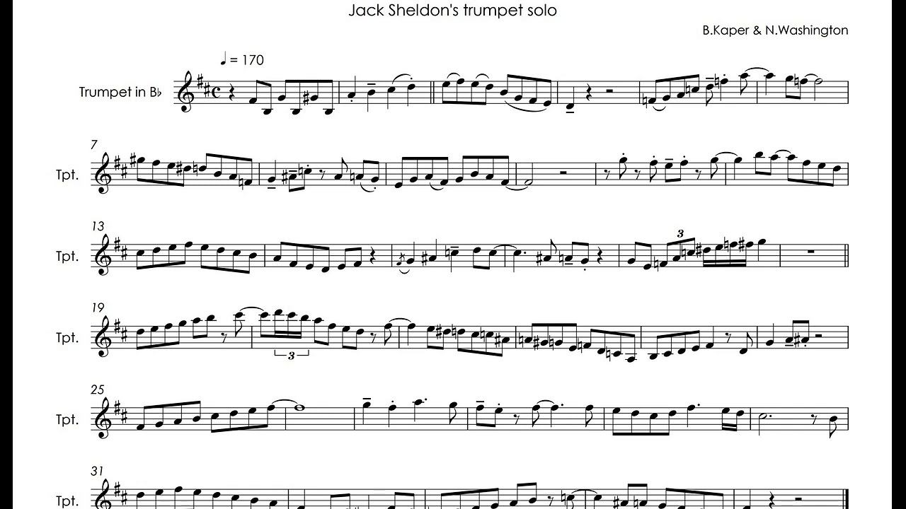On Green Dolphin Street - Jack Sheldon - transcribed trumpet solo смотреть онлайн