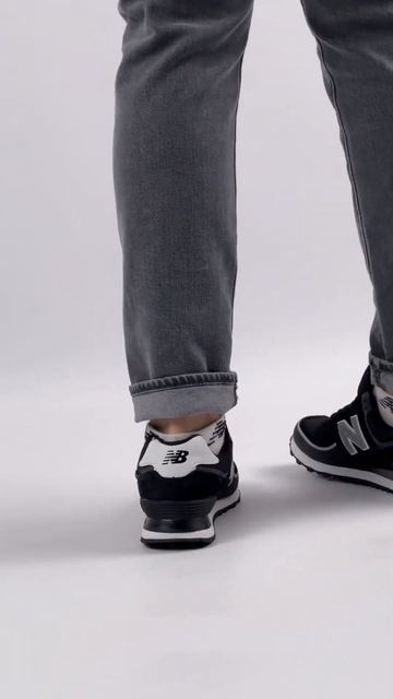 Мужские кроссовки замша текстиль New Balance 574 TP2 Black White Reflec, кеды Нью Беленс A2273 смотреть онлайн