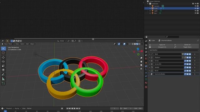 LIVENODING Olympic Logo Using Geometry Nodes from Default Cube смотреть онлайн