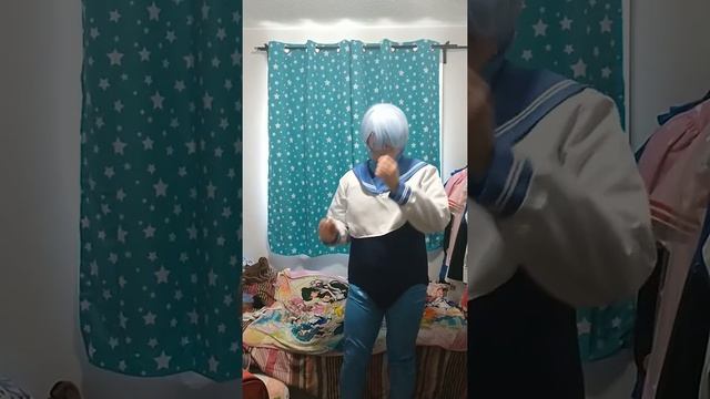Dressing up Blue Latex Catsuit Under my Blue School Uniform смотреть онлайн