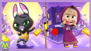 Говорящая Бекка против Маши и Медведя.Догонялки за Енотами и Конфетами.Кто Быстрее