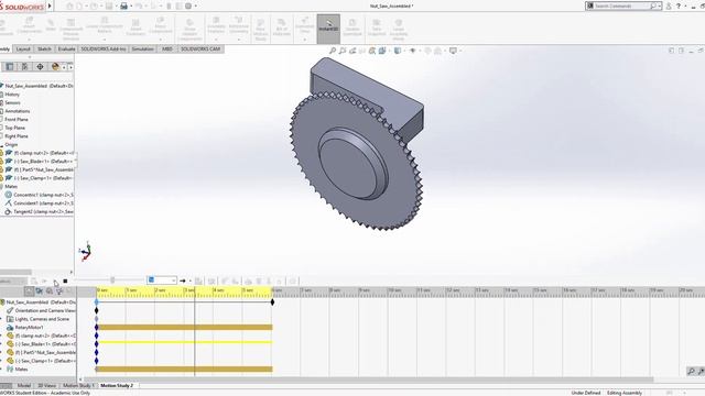 SOLIDWORKS Student Edition Academic Use Only Nut Saw Assembled 2020 03 05 15 30 42 Trim смотреть онлайн