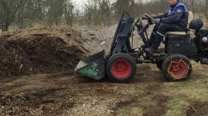 самодельный минипогрузчик в работе!!!