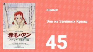 Энн из Зелёных Крыш 45 серия (аниме-сериал, 1979)