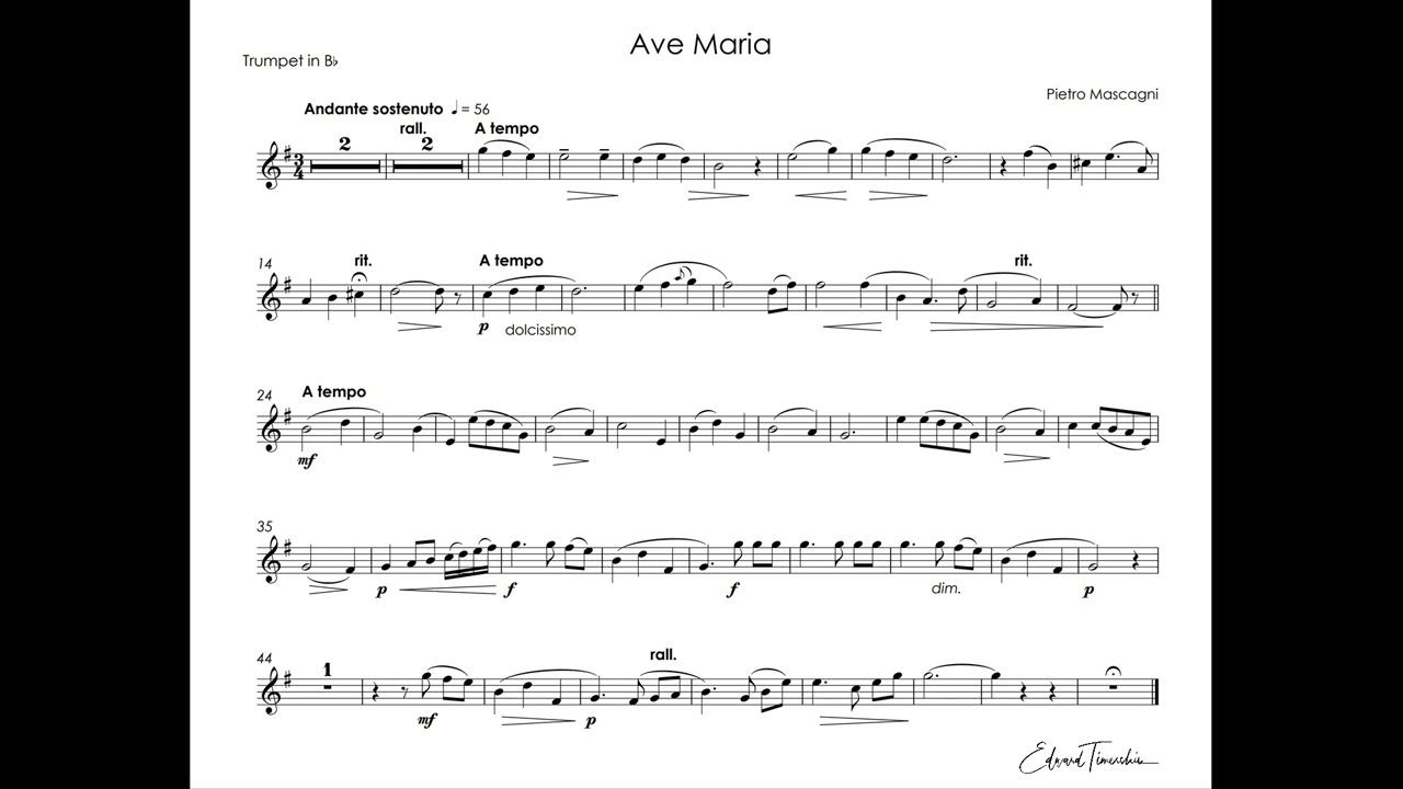 Mascagni, Pietro - Ave Maria - Sergei Nakaryakov trumpet Bb смотреть онлайн