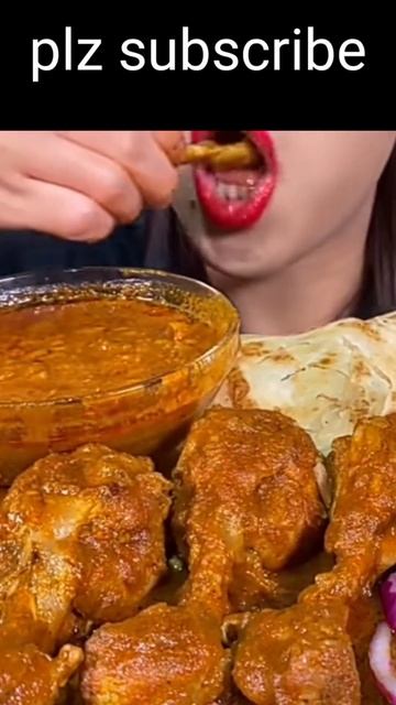 asmr#### chicken&&&&& lachha paratha&&&& onion slices