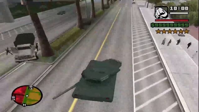 GTA SA - Six Star Wanted Level Chase With Rhino (Moded)
