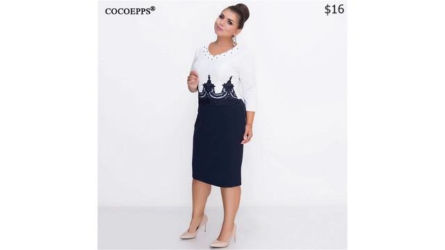 Одежда с AliExpress. Лоскутное кружевное платье весна осень до колен больших размеров L 6XL. смотреть онлайн