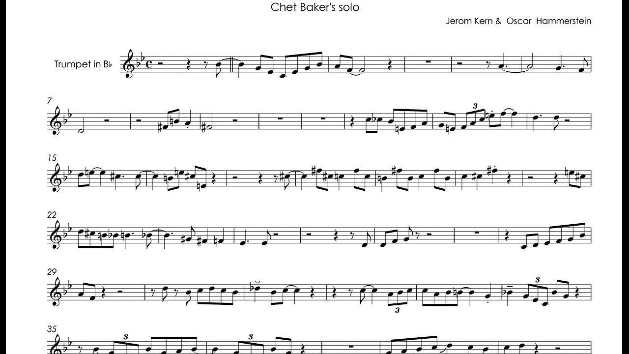 All The Things You Are - Chet Baker - transcribed trumpet solo