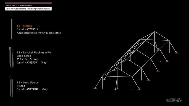 20' x 40' Gable Frame Tent Component Checklist смотреть онлайн