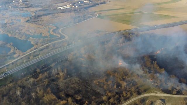Підпал трави на березі р.Прут.
