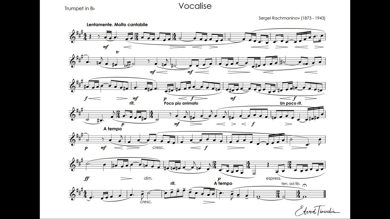 Rachmaninov, Sergei - Vocalise - Sergei Nakaryakov trumpet Bb смотреть онлайн