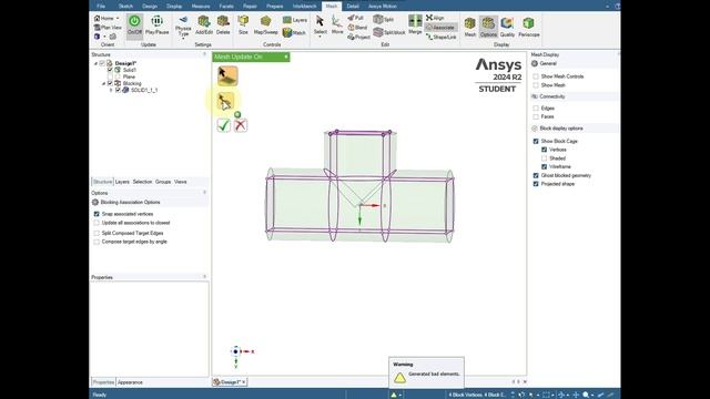 Урок 5. Создание структурированной Hex сетки  для канала в Ansys SpaceClaim Mesh