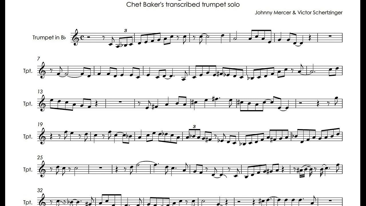 Tangerine - Chet Baker's - transcribed trumpet solo