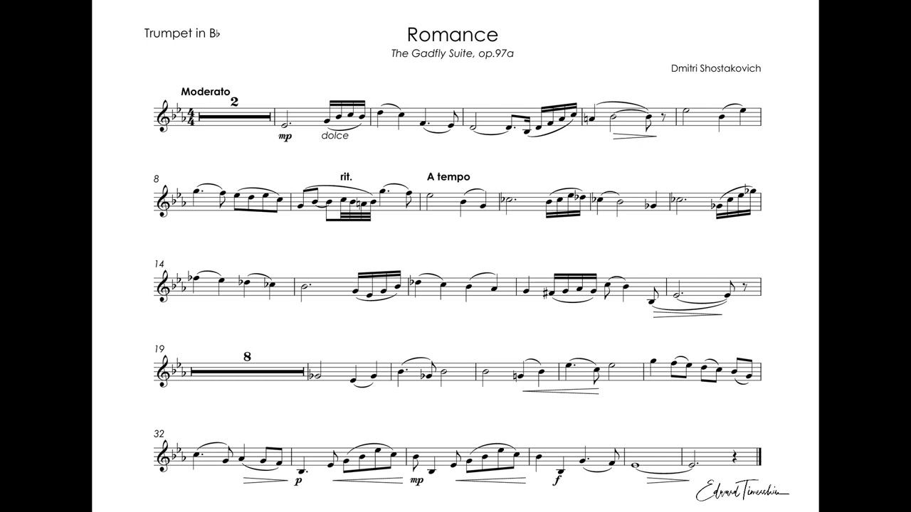 Shostakovich, Dmitri - Romance - Jouko Harjanne trumpet Bb смотреть онлайн
