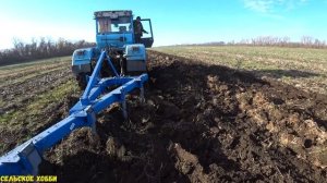ПАХОТА по Мёрзло Талому/Трактор ХТЗ-17221 с плугом ПНУ-5×35/Как пашет плуг.