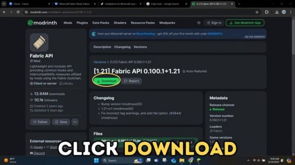 How To Download & Install Fabric API In Minecraft 1.21
