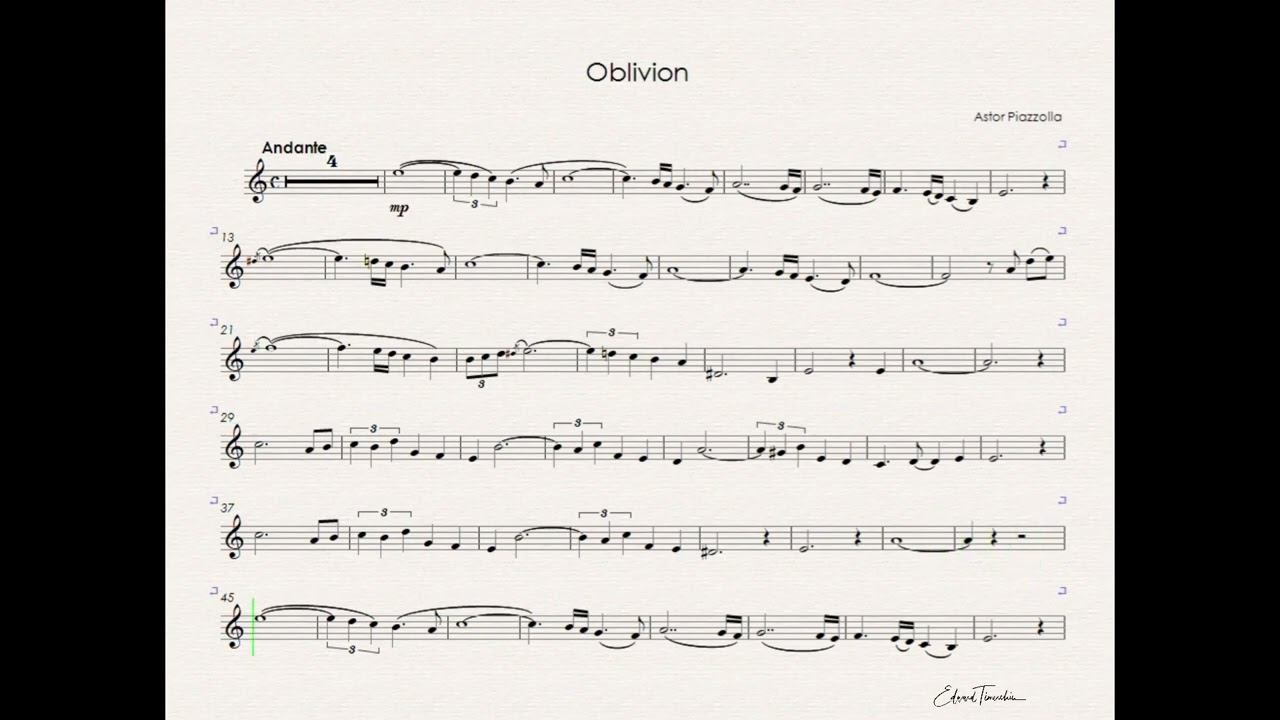 Piazzolla - Oblivion - backing track for trumpet Bb metronom смотреть онлайн
