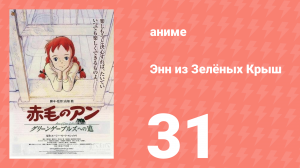 Энн из Зелёных Крыш 31 серия (аниме-сериал, 1979)