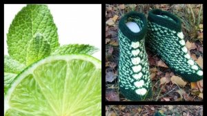 43.МК "ЛАЙМ" #ТАПОЧКИ-СЛЕДОЧКИ# НА ДВУХ СПИЦАХ БЕЗ ШВОВ #