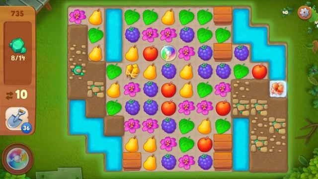 Gardenscapes Level 735 Walkthrough "No Boosters Used" смотреть онлайн