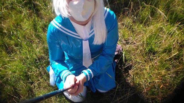 Blue PVC School Uniform Vulpix Cosplay, on the bridge 2, Latex mask fun смотреть онлайн