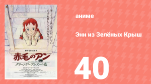 Энн из Зелёных Крыш 40 серия (аниме-сериал, 1979)