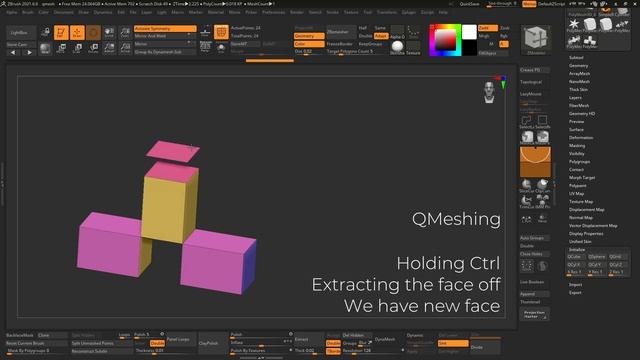 ZBrush • 01 ZModeler • QMesh Polygon Action смотреть онлайн