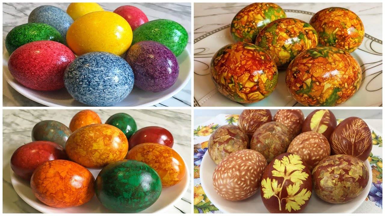 4 Вида Пасхальных Яиц 2025   Яйца в Рисе   Мраморные Яйца   Яиц в Луковой Шелухе   Яйца на Пасху