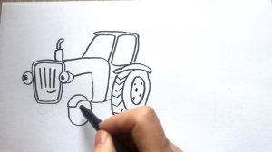 Як намалювати синій трактор. Тракторець молодець. Как нарисовать синий трактор