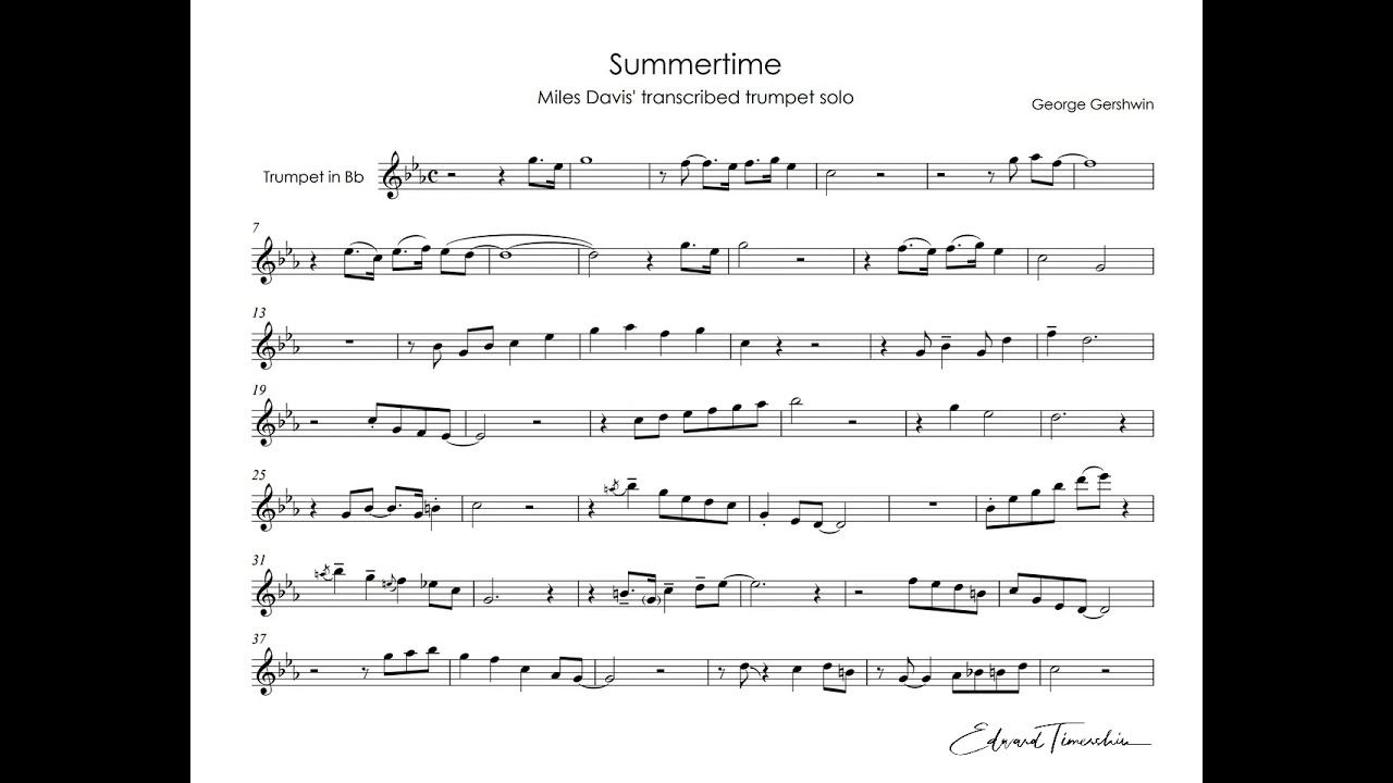 Summertime - Miles Davis - transcribed trumpet solo смотреть онлайн